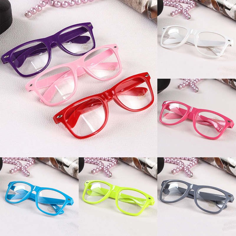 Mayitr 1pc Nerd Clear Glasses Clear Lens Geek Glasses 16 Colors Plain Mirror Plastic Full frame Eyeglasses Eyewear