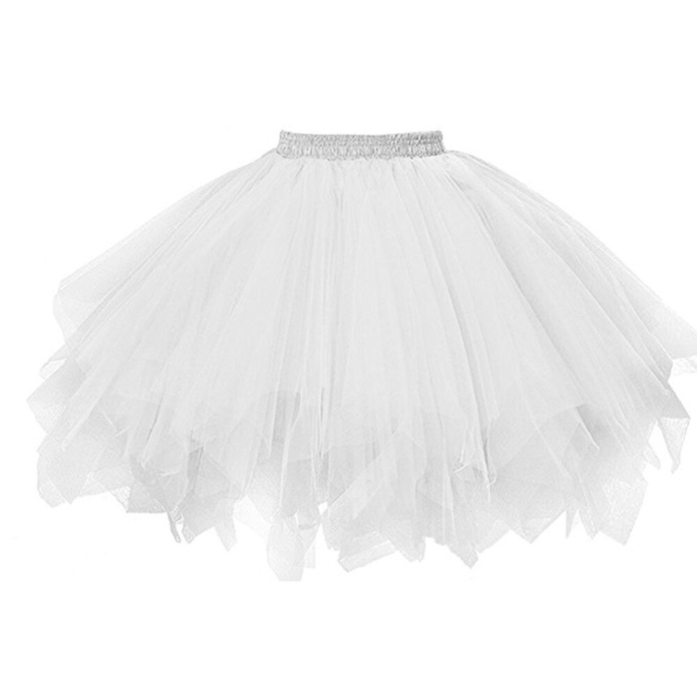 Short Petticoat Tulle Skirts Womens Elastic Stretchy Layers Summer Adult Tutu Skirt Swing Rockabilly Underskirt: white