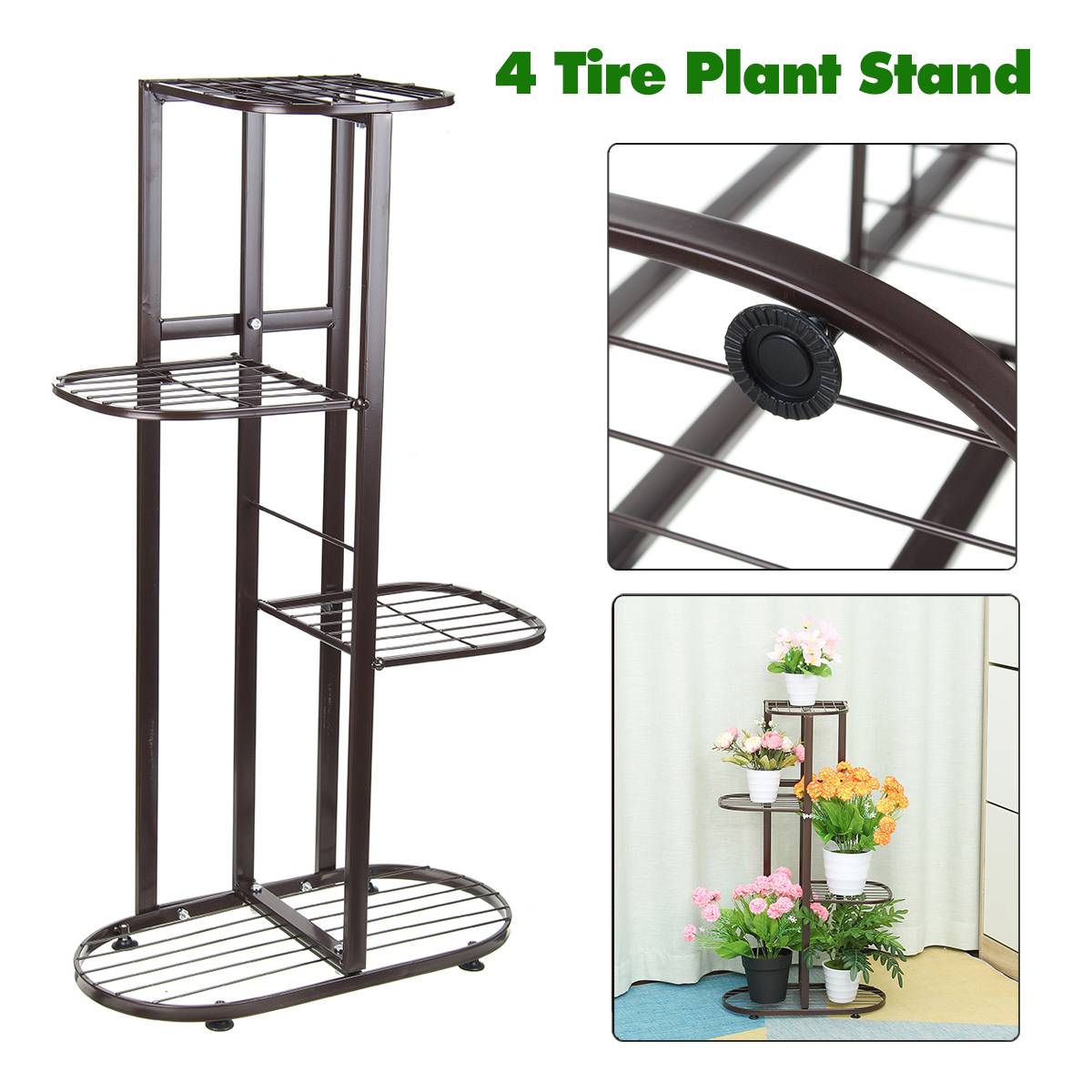5 Ebene Metall Pflanze Stand Blume Gestell Topf Lagerung Gestell Anzeige Regal Halfter Haus drinnen draussen Garten Anlage verwöhnen: Braun