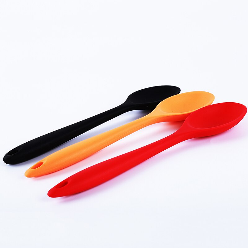 3 Colors Kitchen Silicone Spoon Long Handle Cooking Baking Mixing Spoon Ladle Food Grade Silicone Cooking Utensils Kitchenware