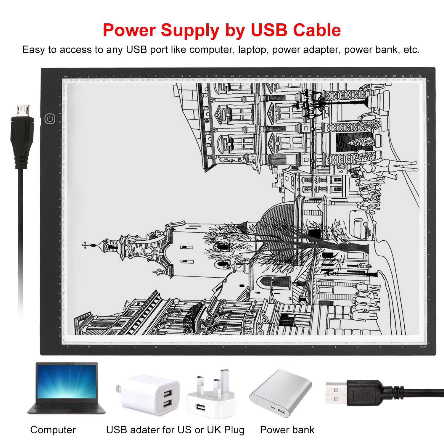 A3 LED Light Box Pad Tracer Graphic Tablet Tracing Drawing Board Copyboard Stepless Dimming for Sketching Calligraphy