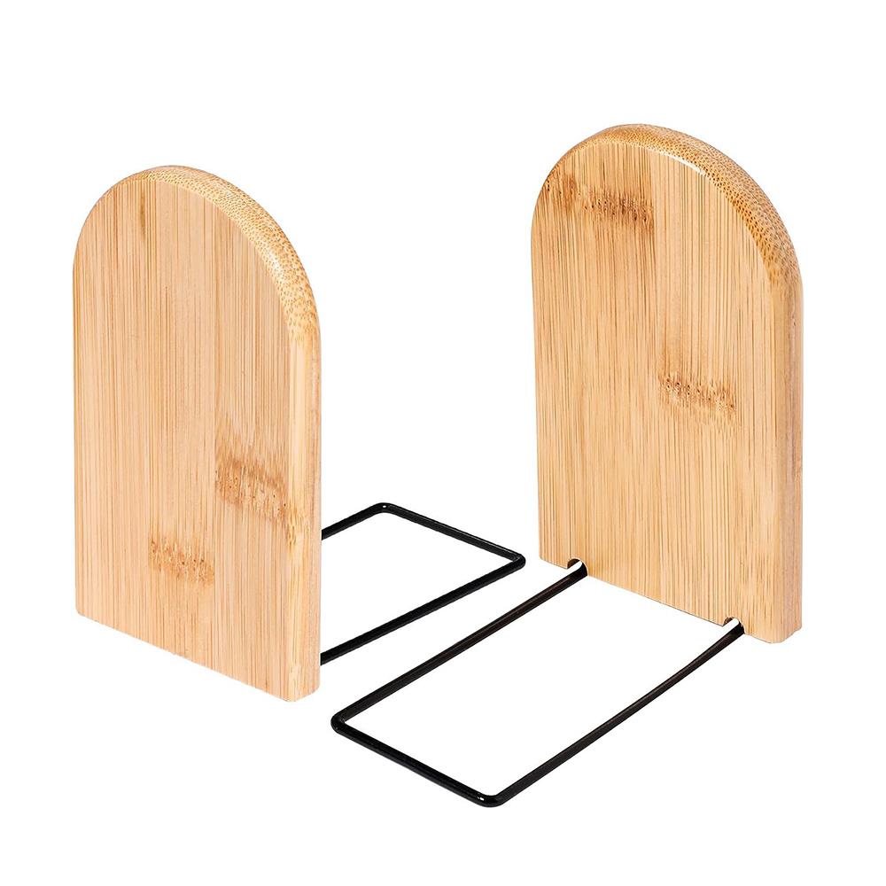 1Pc Nature Bamboo Bookends Wood Book Ends Magazine Holder Shelf Bookrack Office Desktop Organizer Book Stand Stationery