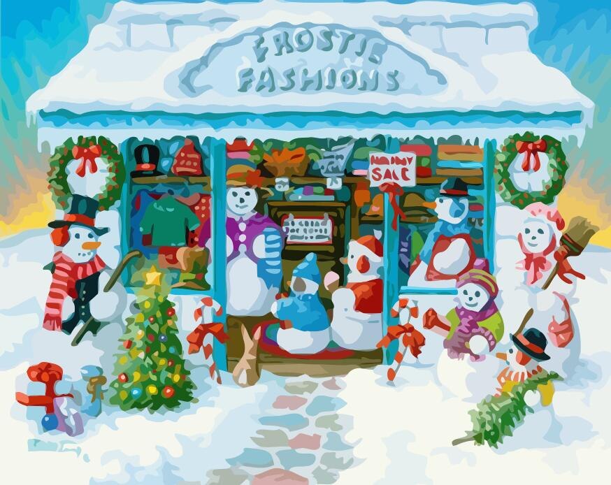 HUACAN Oil Painting Snowman Kits Drawing Canvas HandPainted DIY Pictures By Numbers Christmas Art Home Decoration: SZHC1-763