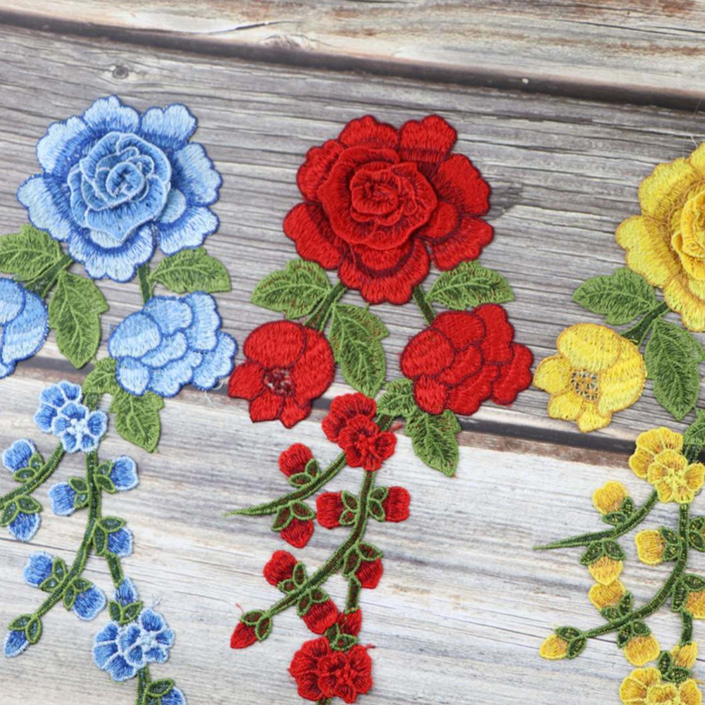 1Pc Naaien Op Patches Rose Bloem Geborduurd Doek Stickers Stof Patches Applique Levert Chinese Stijl Patches Craft Diy