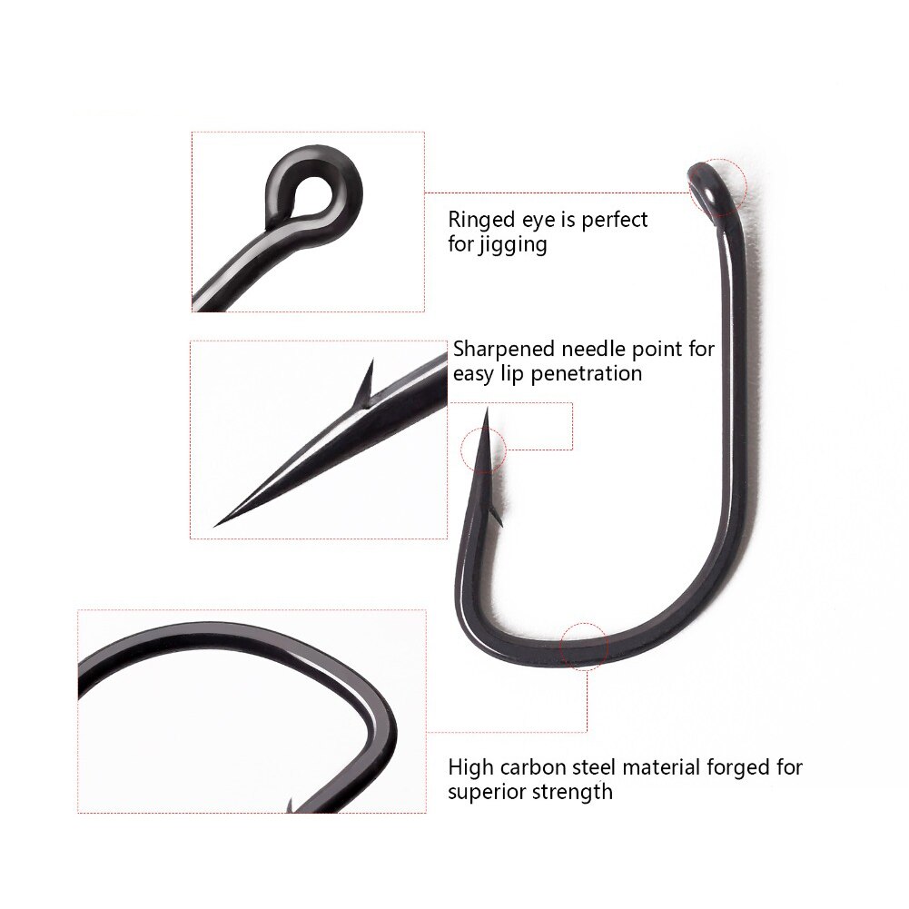 100Pcs/lot Barbed Fishing Hooks Matt Black Coated High Carbon Steel Carp Hook Wide Gape Down-turned Eyes 8 Types to Choose