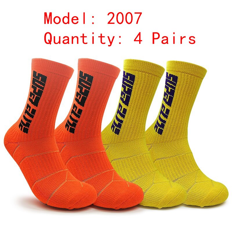 4 Pairs Sports Socks Crazy Letter Men Basketball Cycling Running Hiking Navy Sock Set With Terry Shock Absorption Walking Sock: 10