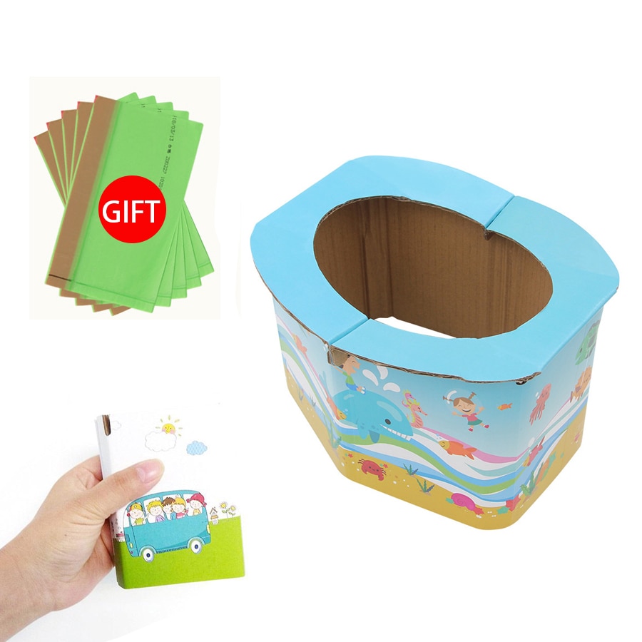 Orinal plegable portátil plegable para niños y niñas, orinal plegable para niños y niñas, inodoro de viaje, entrenamiento, orinal de emergencia infantil con bolsas gratis