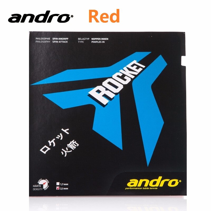 Andro rocket-puistjes in tafeltennisrubber, pingpongspons, tafeltennis: Rood