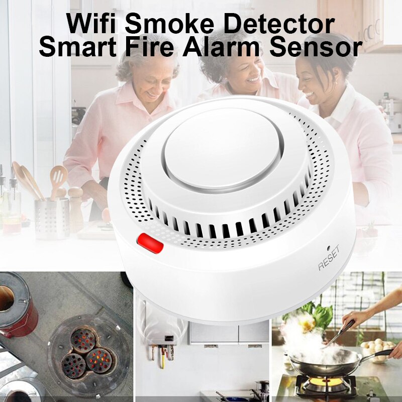 WiFi Smoke Sensor Alarm Fire Protection Smoke Detector Smokehouse Combination Fire Alarm Smart Home Security System Tuya APP