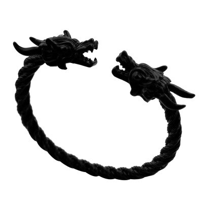 Pulseira punk gótica preta masculina, bracelete para homens e meninos, joia norse de dragão: 2