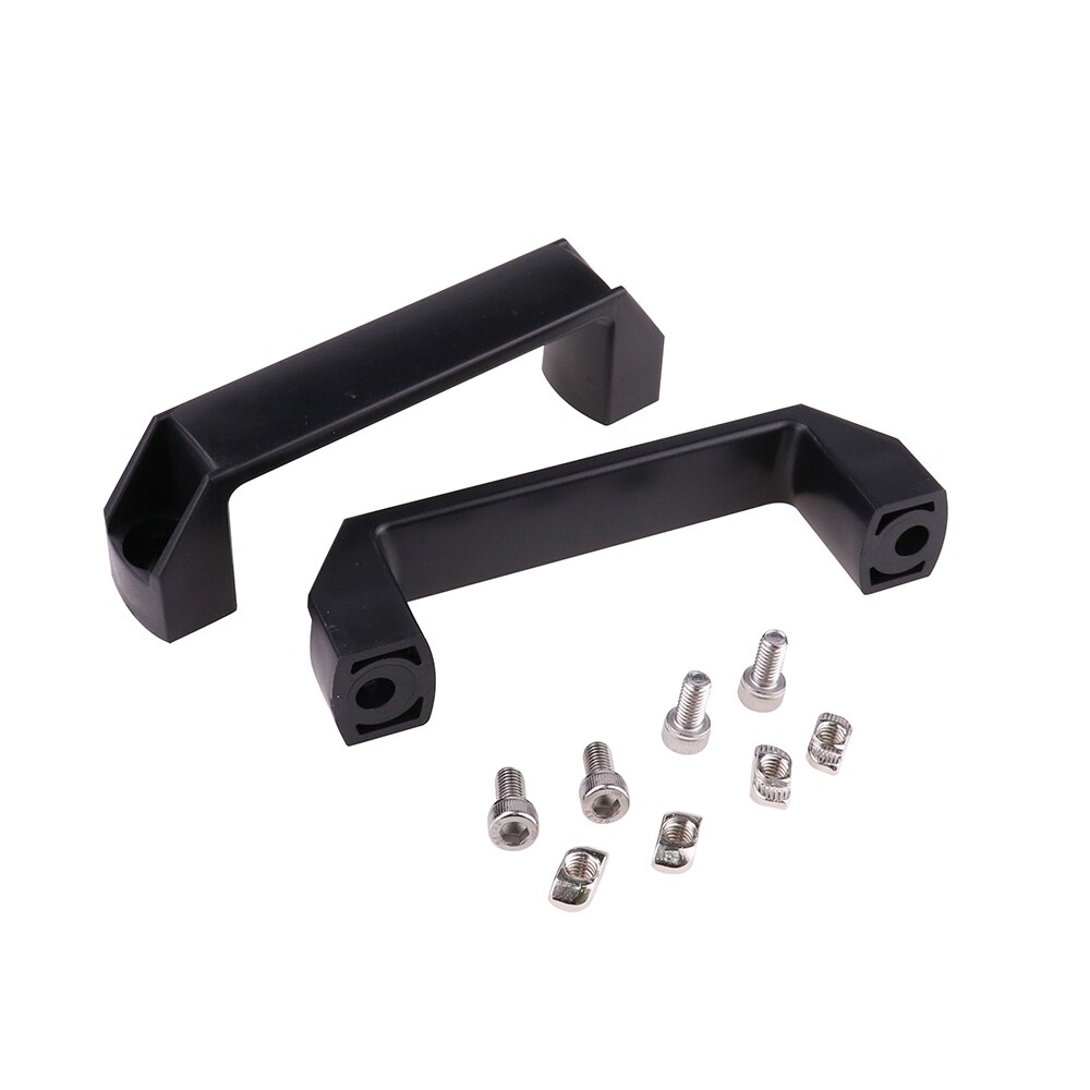 2 stk plastik nylon t slot sort dørhåndtag til aluminium ekstruderingsprofil  /3030/4040/4545- serie med slot 6mm/8mm/10mm: Med skrue og møtrik / 90mm