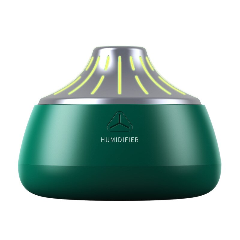 Mini Ultrasonic Air Humidifier Aroma Essential Oil Diffuser for Home Office USB Fogger Mist Maker with LED Night Lamp: Green Plus Silver