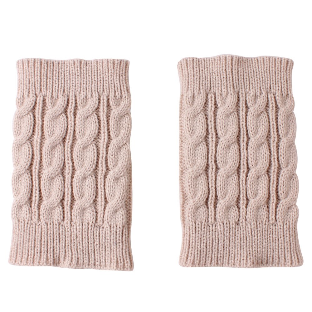 One Pair Winter Thick Warm Knitted Leg Warmers Socks Boot Cover Stripe For Women Lace Stretch Boot Leg Cuffs Boot Socks: 1pair Beige