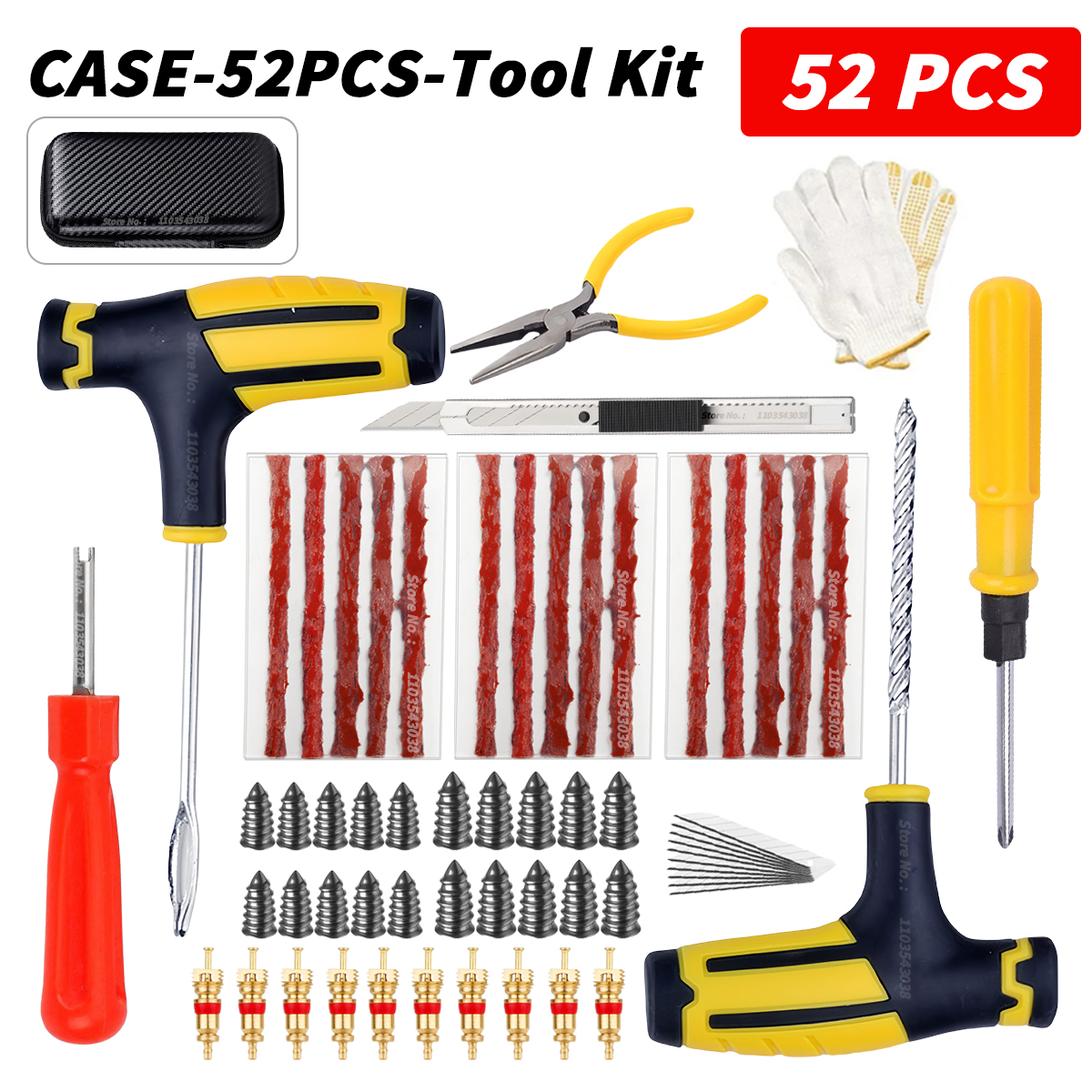 Auto Bandenreparatieset - Lekke Band Plug Gereedschap - Tubeless Bandenstrips - Motor & Fiets: Grijs