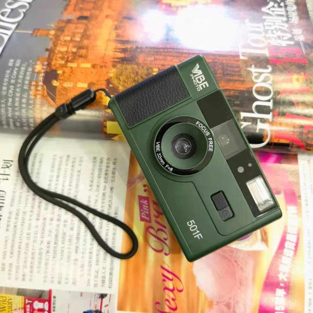 Vibe Vintage Retro 501F 35mm riutilizzabile pellicola Non usa e getta nero/rosso/Champagne argento/rosa: Green