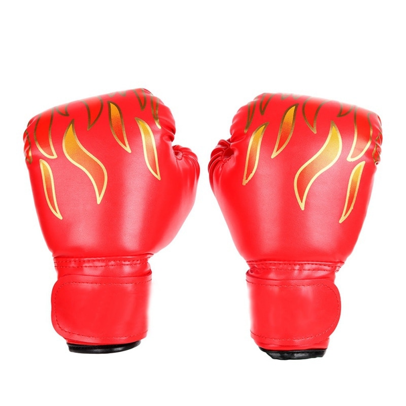 Guantes de cuero PU para niños y adultos, taekwondo, Sanda, Lucha, boxeo, partido, llama