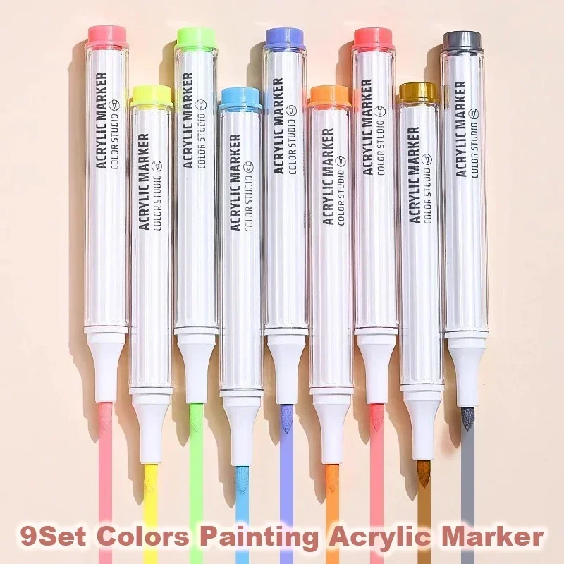 Canetas marcadoras de tinta acrílica, 81/72/63/9 cores, desenho diy para pintura em rocha, tecido de vidro cerâmico, cartão diy, materiais de arte, papelaria