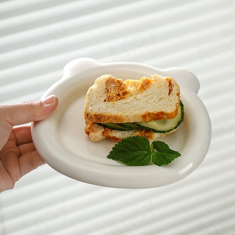 Plateau en céramique moderne mignon ours blanc Restaurant occidental assiette à Dessert chambre à coucher bureau bijoux organisateurs plateaux décoration de la maison