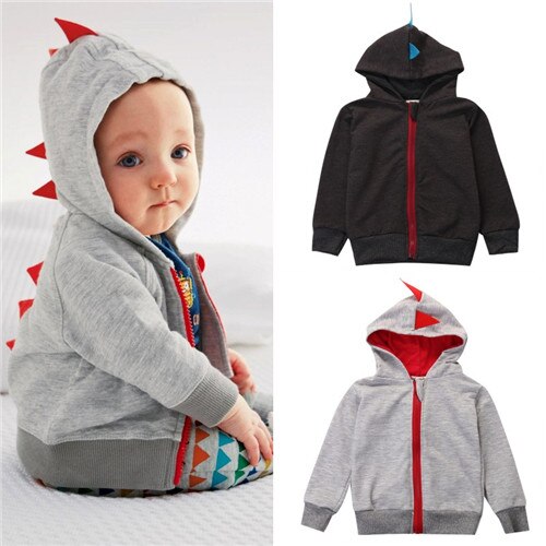 0-3y småbørn spædbarn børn baby drenge tøj bomuld langærmet dinosaur hoodie toppe sweatshirts jakke frakke baby tøj tøj