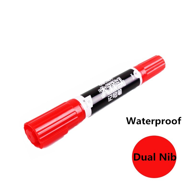 Deli Dual Tip 1.5/6Mm Waterdichte Olie Marker Penseel Cd Stof Banden Mark Pen Tekening Borstel Kantoorbenodigdheden schrijven Tool: Red