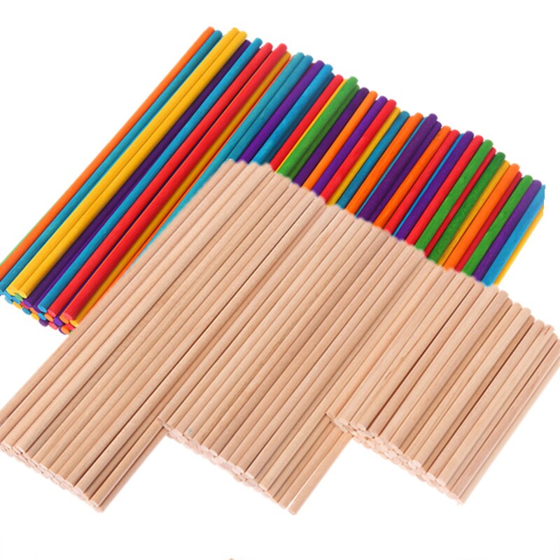 50Pcs Natural Wooden Pop Popsicle Sticks 10/15CM Length Wood Craft Ice Cream Sticks Popsicle Round Sticks DIY Popsicle Tools