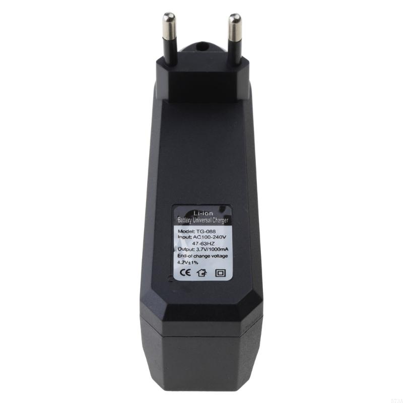 573A 3.7V Rechargeable 18650 Battery Charger 1 Bay Li-ion Home 2-round Pins Plug Adapter for Lithium Batteries 14500 16340