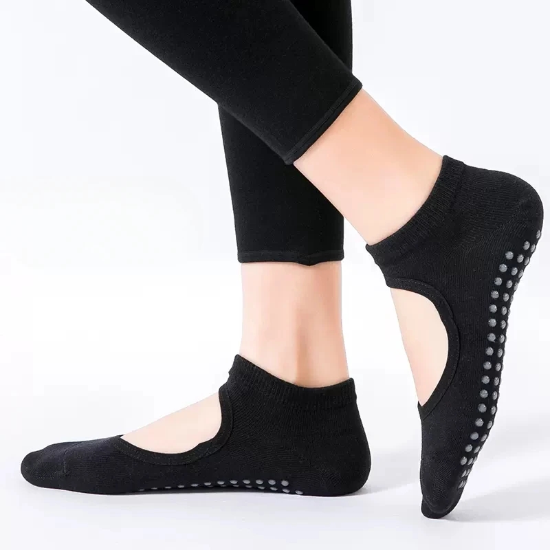 Hochwertige Damen-Yoga-Socken, rutschfest, atmungsaktiv, rückenfrei, Pilates-Socken, Knöchel, Damen, Ballett, Tanz, Sportsocken für Fitness, Fitnessstudio: Beige