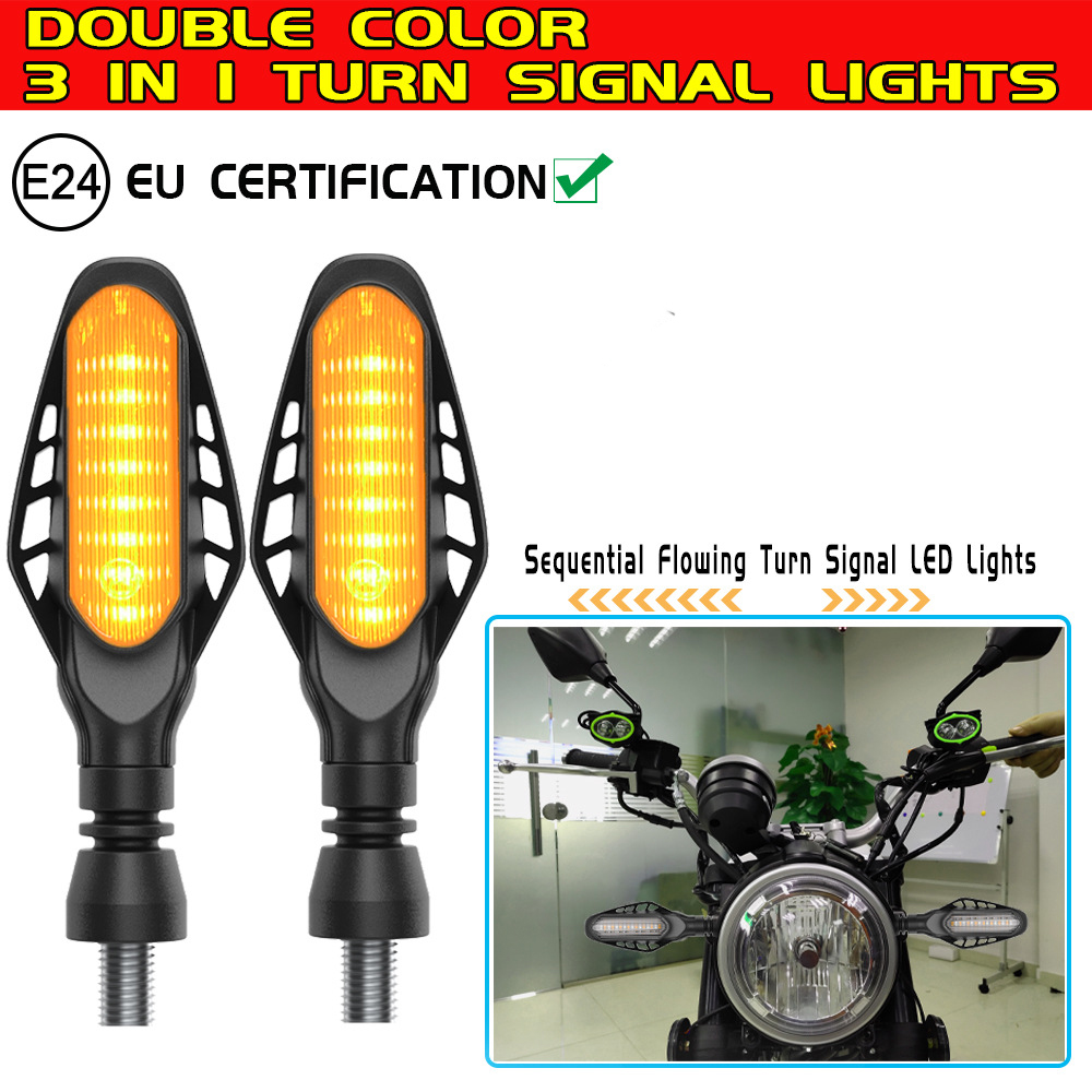 Motocicleta led luzes de sinal freio luz volta branco amarelo vermelho drl luz fluindo lanterna traseira indicador da lâmpada circulação diurna