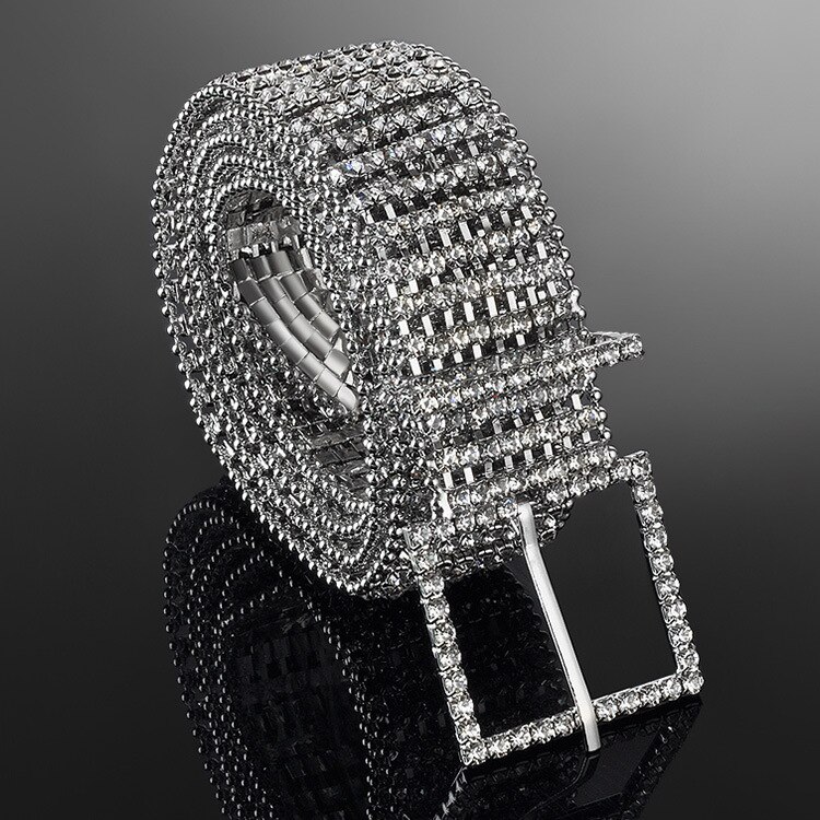 Luksus ti-række diamant lyse diamant indlagt krystal diamant talje kæde bælter med krystaller bælter til kvinder bælte: 4