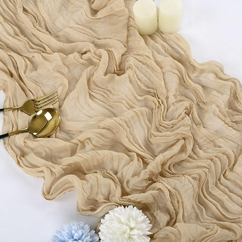 Beige tafelloper gaas kaasdoek rustiek pure Boho bruiloft decoratie tafelkleed baby shower kerst verjaardag partij decors: 30*180cm / Bruin