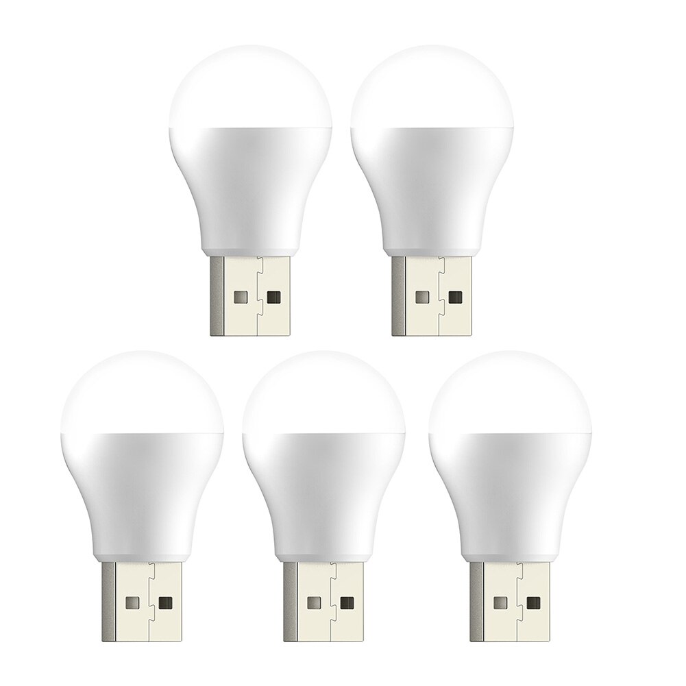 Usb Plug Nachtlampje Draagbare Usb Kleine Boek Lampen Led Leeslamp Oogbescherming Bureaulamp Voor Huishouden Nachtkastje Slaapkamer: 5pcs white