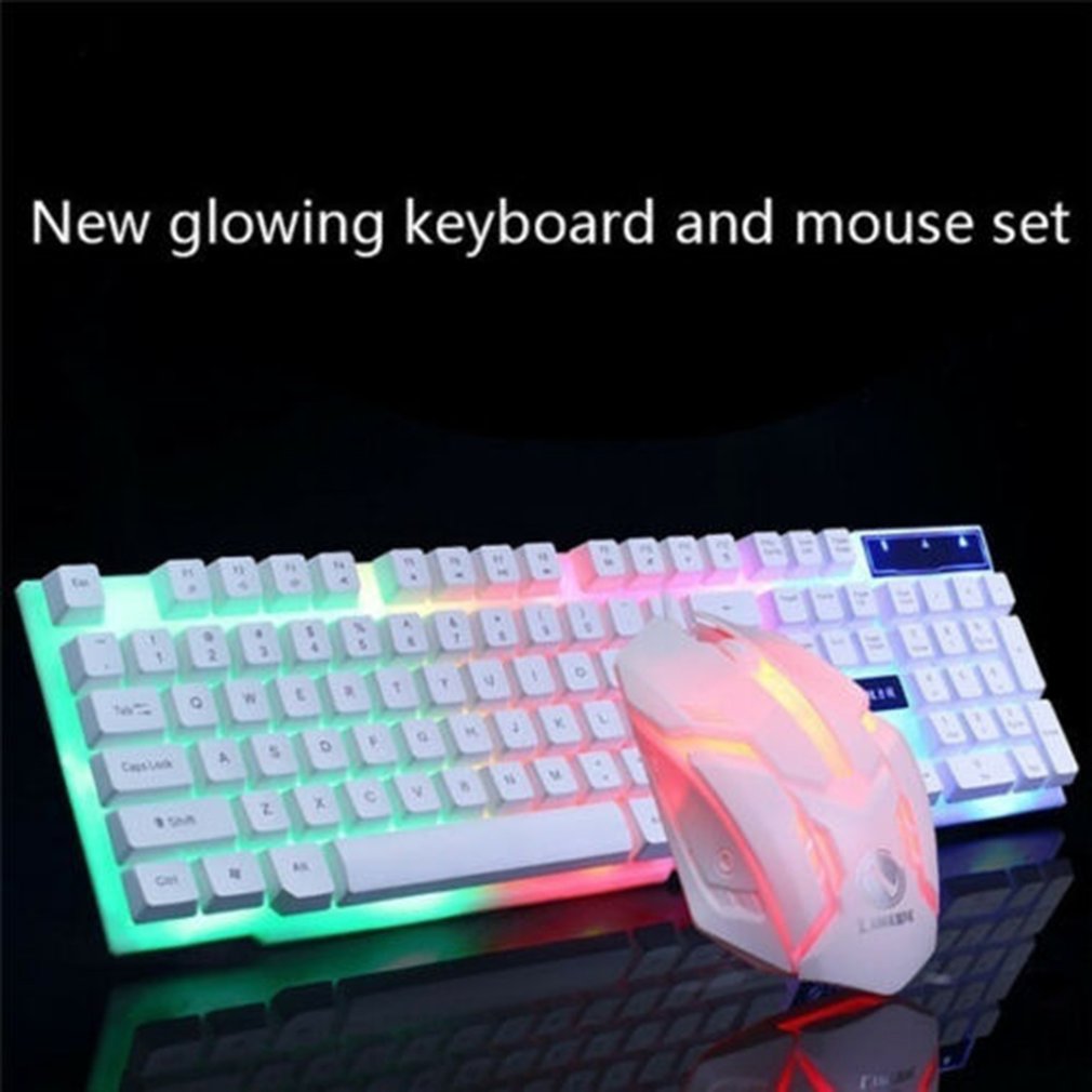 Wired Mechanical Keyboard Led Glowing Computer Desktop Mouse Game Suite Usb 104 Keycaps Computer Game Keyboards