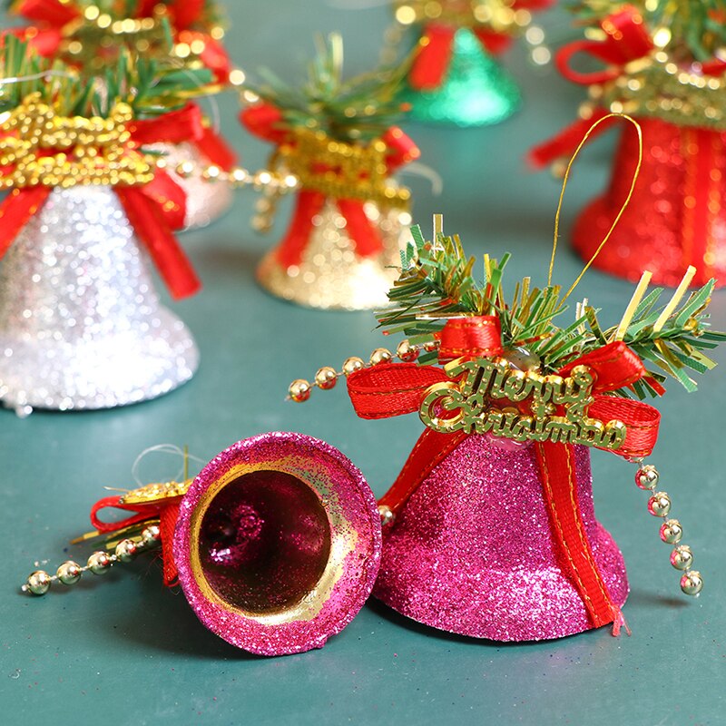 6 Stks/doos Kerst Klokken Kit Opknoping Ornament Mini Jingle Bells S/L Maat Bell Xmas Tree Thuis Party Decoratie kerstballen Hanger ~