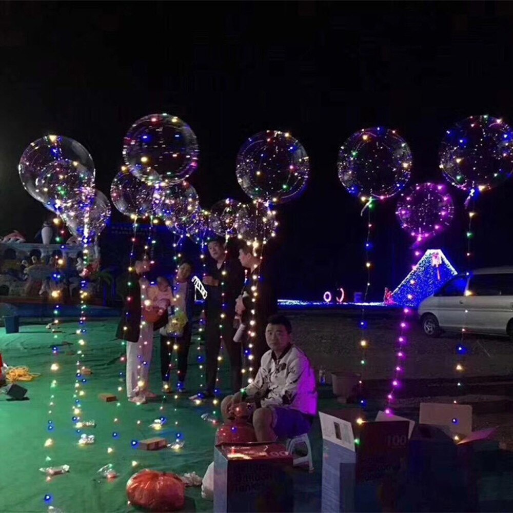 Dekorativa bollar vardagsrum 20 tum lysande led ballong genomskinlig rund bubbel dekoration fest bröllop 11 juni