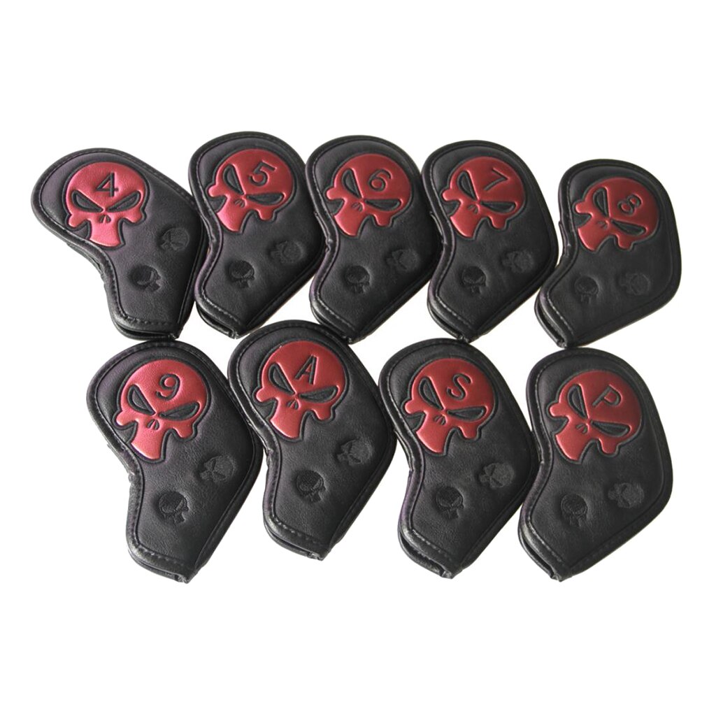 Pack Van 9 Premium Golf Iron Head Covers Schedel Headcover 4,5,6,7,8,9,A,S,P: Red