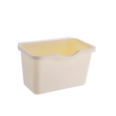 Plastic Basket Hanging Trash Can Waste Bin Garbage Can Storage Box Trash Storage Desktop Kitchen Holder Cabinet Door Hanging Can: Beige
