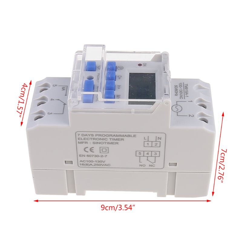 12/24/110/220V Timer Switch Digital 7 Days 24 Hours Programmable LCD Display DIN Rail Mount Time Relay