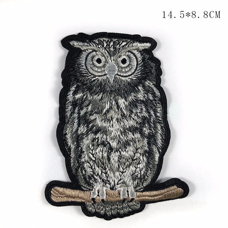 Zwarte Uil Borduren Badges Voor Kleding Naaien Punk Dier Patches Diy Custom Vogels Applicaties Op Jas Zak parches
