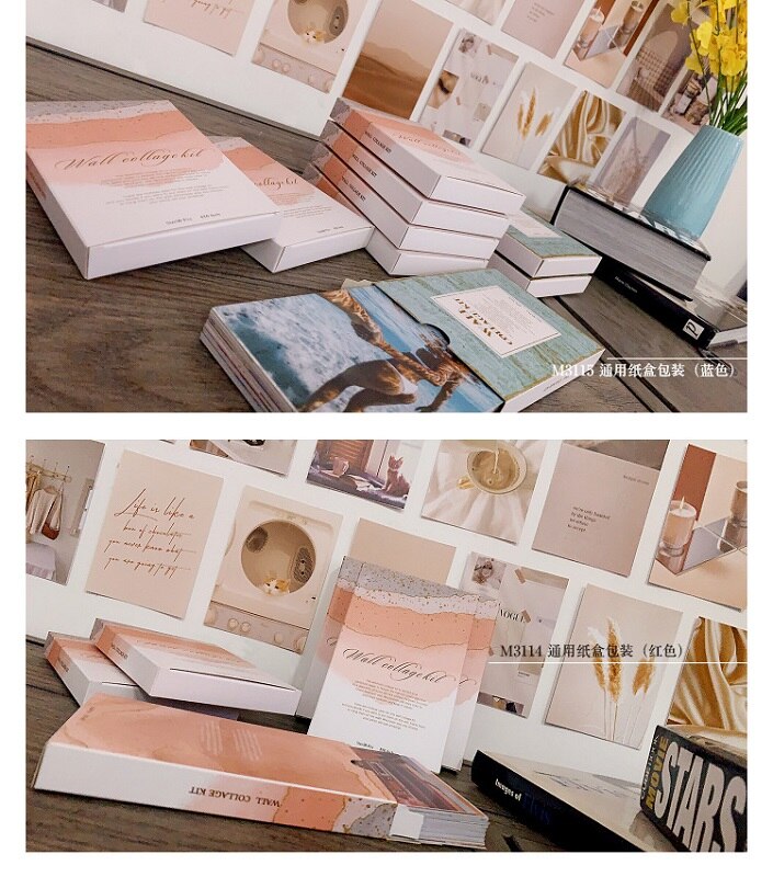 Juego de 50 hojas de postales decorativas para pared, pinturas decorativas, tarjetas de fotografía de estilo INS, fotos decorativas DIY