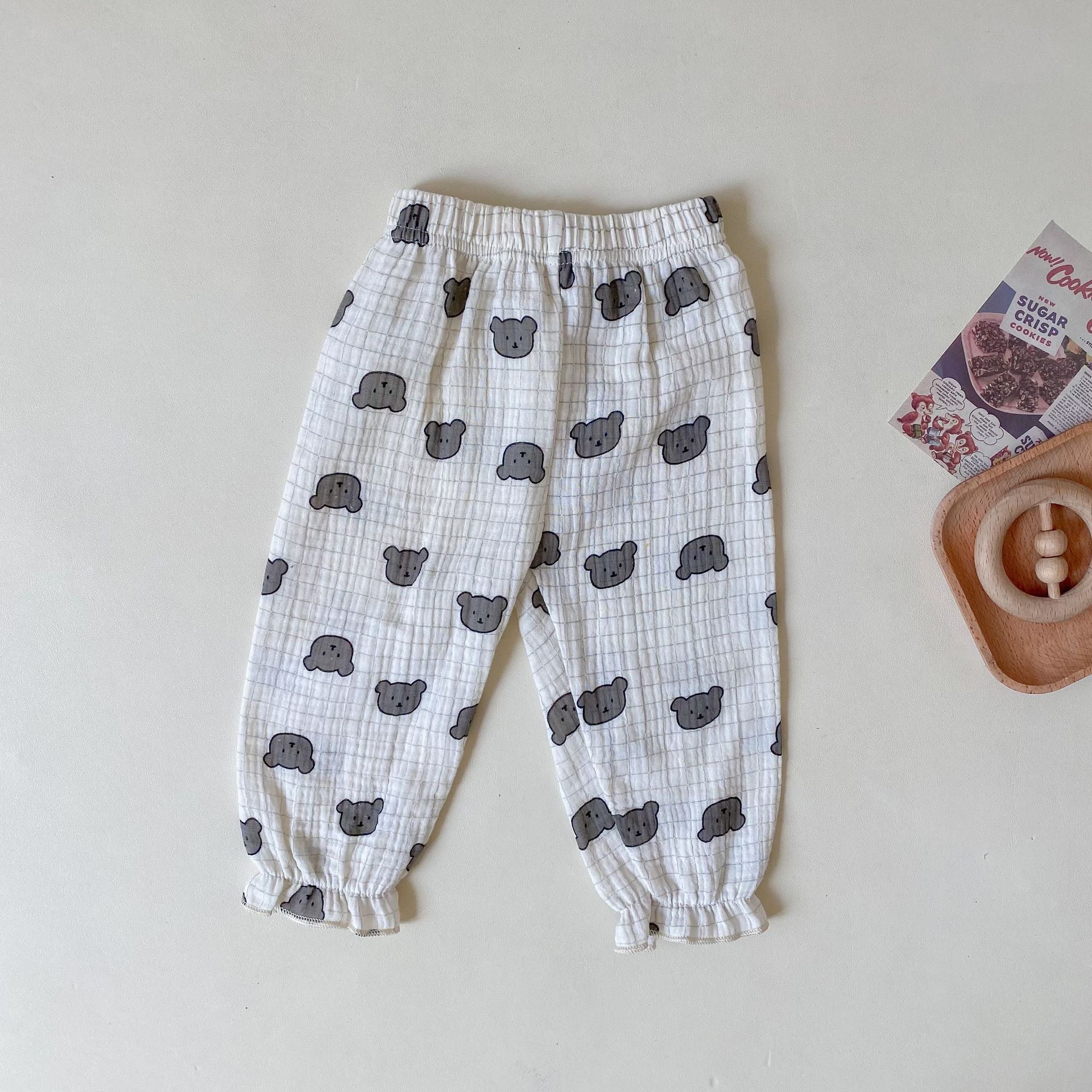 2022 niemowlę chłopiec lato Słodki kreskówka Niedźwiedź kwiatowy wydrukować moda Spodnie Brzdąc dziewczynka bawełna komar Repellenttrousers