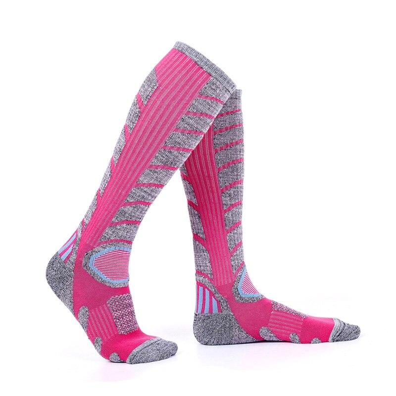 1 paire chaussettes de Ski à longues barreled hommes femmes Terry Ventilation thermique bas activités de plein air Ski randonnée escalade hiver: RED 35-39