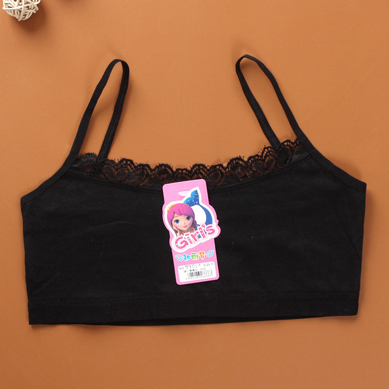 Teenager Girls Cotton Bra Solid Student Underwear Kids Girls Children Vest Training Bras Tops Wrapped Chest Camisoles Tanks: Blue