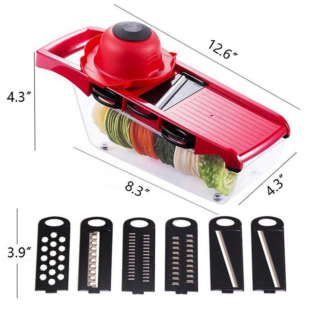 Mandoline slicer vegetal slicer 6 em 1 multi-função cortador de alimentos ralador chopper frutas e queijo 5 lâminas e suporte