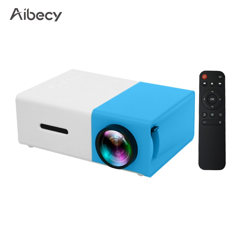 Aibecy  yg300 mini bærbar ledet projektor support 1080p 3d visuelle effekter 800 lumen multimedie video film projektor hjemmebiograf