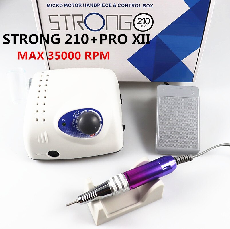 Strong 210 PRO XII Nail Drill 65W 35000 Machine Cutters Manicure Electric Nail Drill Milling Manicure Machine Polish Nail File: STRONG 210 Colorful