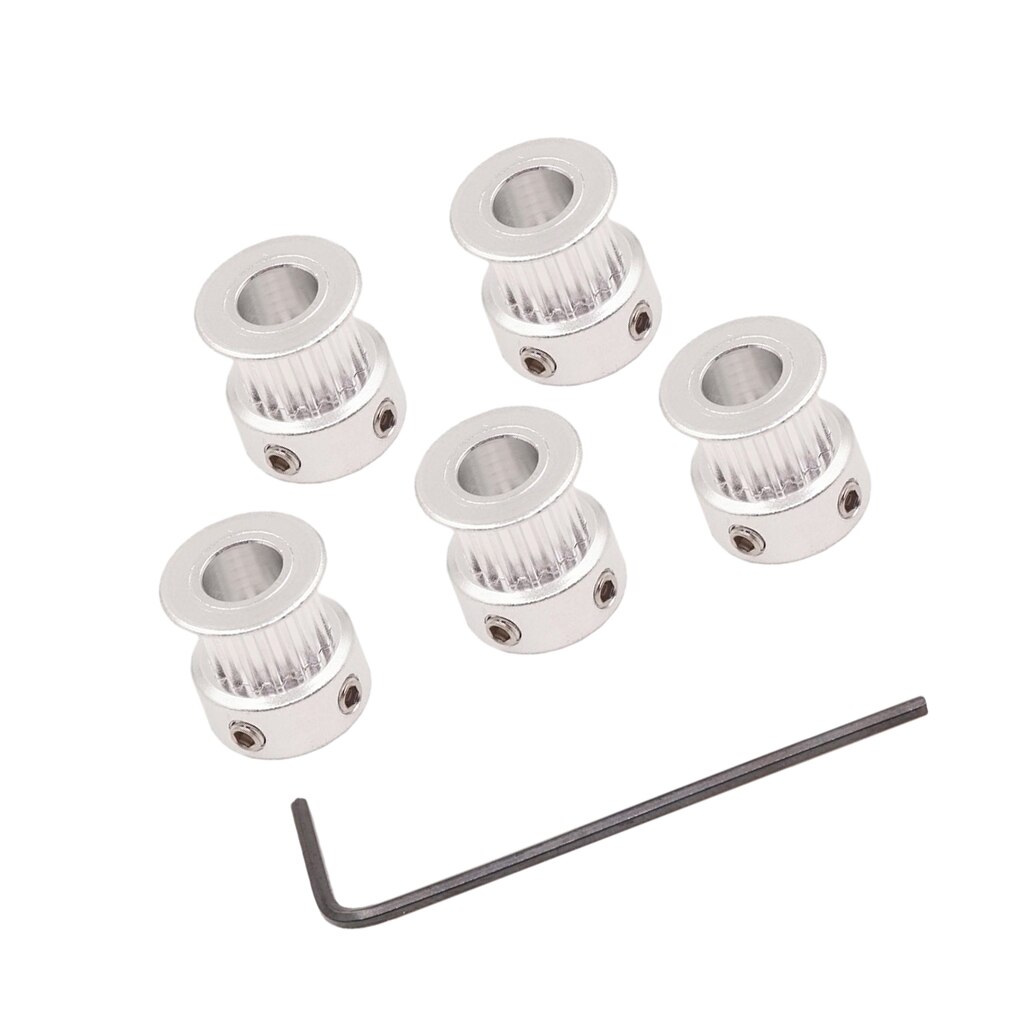 5 uds GT2 16T 5mm agujero aleación de aluminio correa de distribución roldana para impresora 3D