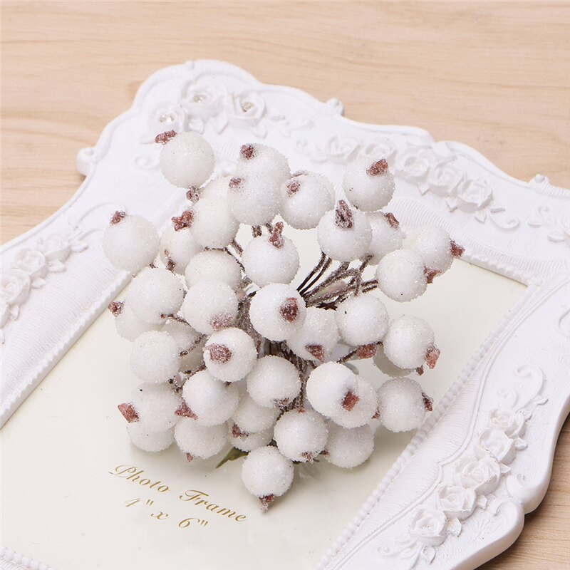 40 stk dekorativ mini jul frostet frugt bær kristtorn kunstig blomst: 3 t 00107- w
