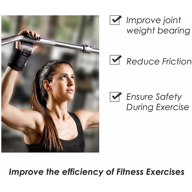 Weightlifting Hooks Grips Gym Fitness Heavy Duty Wrist Wraps Support Dumbbell Power Workout Weight Lifting Hook Glove W/ Coating