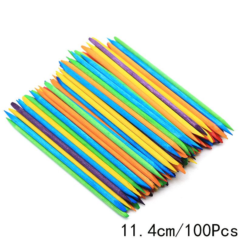 manicura uñas pedicura palos de madera Removedor de cutículas para manicura y pedicura, herramientas de Arte de uñas, palitos de madera naranja, recolector de diamantes de imitación, suministros de cuidado, 100 piezas