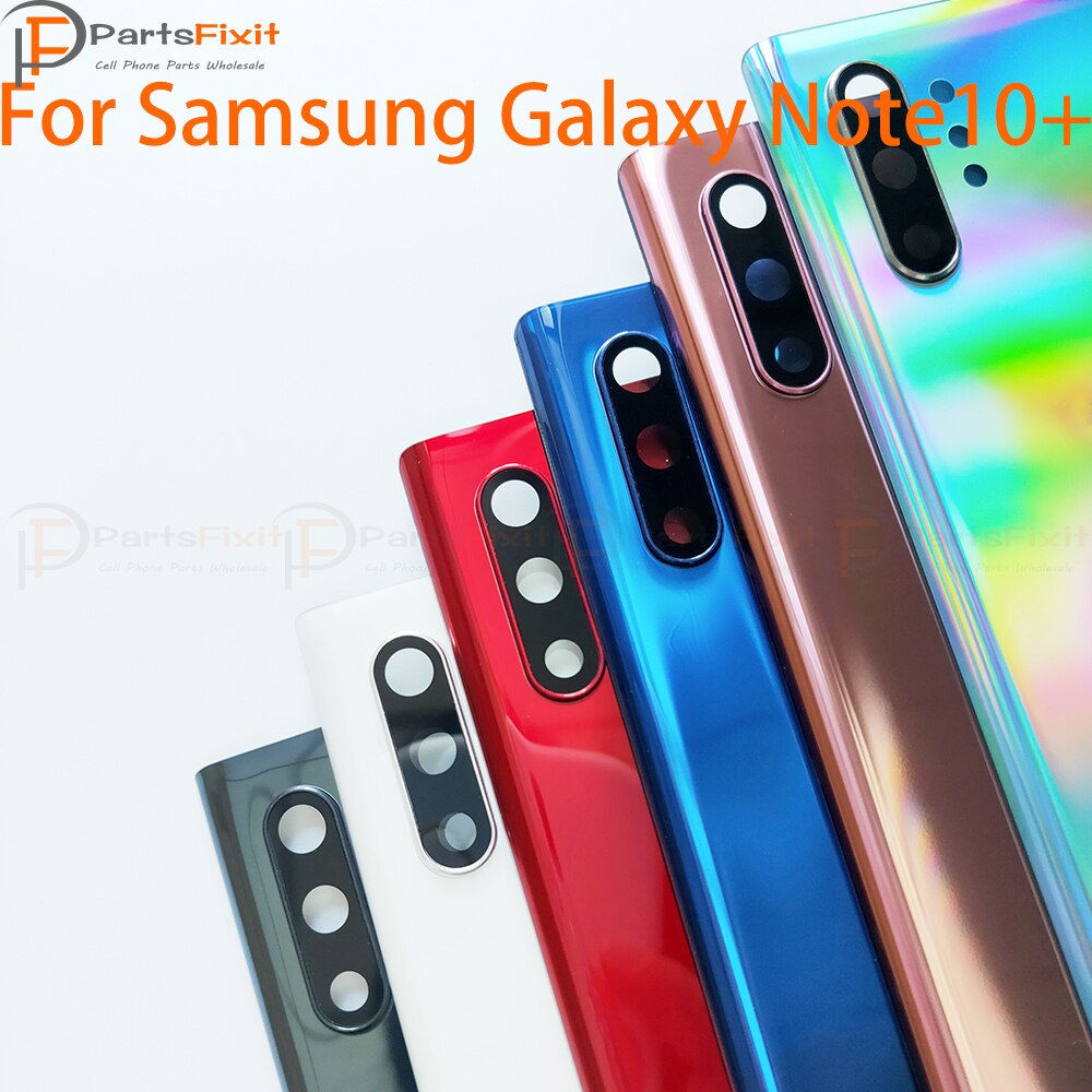 Note10 + traseira habitação bateria de vidro com lente da câmera para samsung galaxy note 10 plus habitação traseira com lente da câmera e adesivo